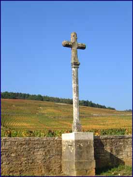 The stone cross at Domaine Romanée-Conti
